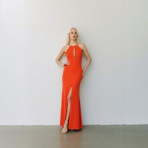 jay godfrey orange dress New Jay Godfrey Silk Maxi Dress Size 0